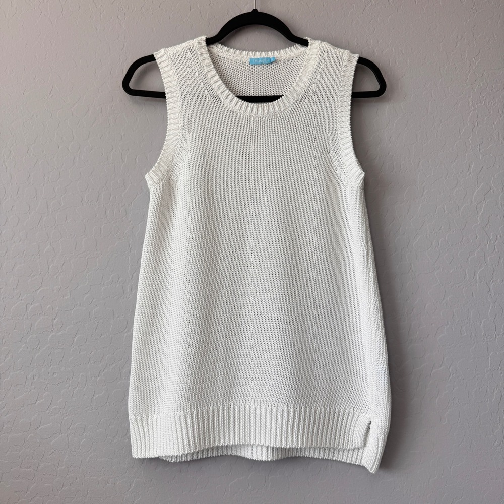 J.McLaughlin‎ Sleeveless Knit Tunic Sweater Dress White Cotton Blend Small